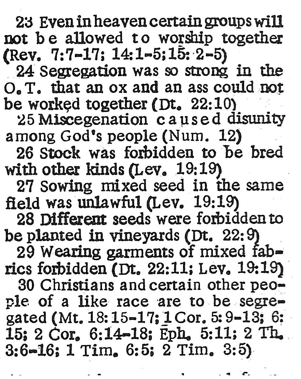 Scan of the second column of the segregation note, containing reasons twenty-three through thirty.